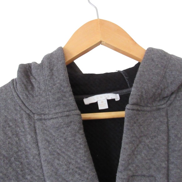 Lunya Restore Double Faced Pullover Medium Dark Gray Hoodie Boxy Pima Cotton - Picture 3 of 11